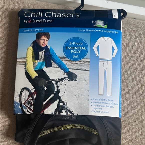 Cuddl Duds Chill Chasers Black and Green Long Sleeve Set - Picture 1 of 3